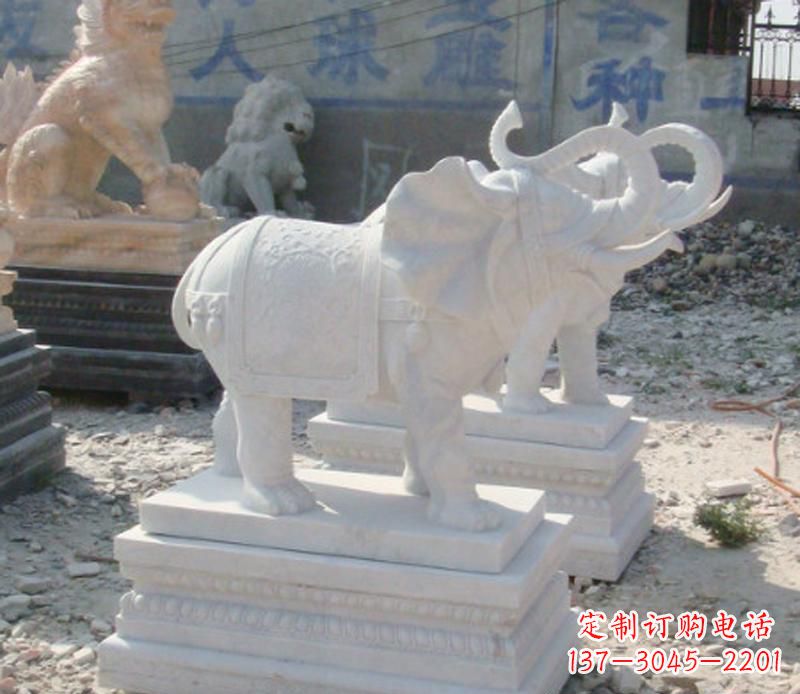 烟台汉白玉天然大象雕塑