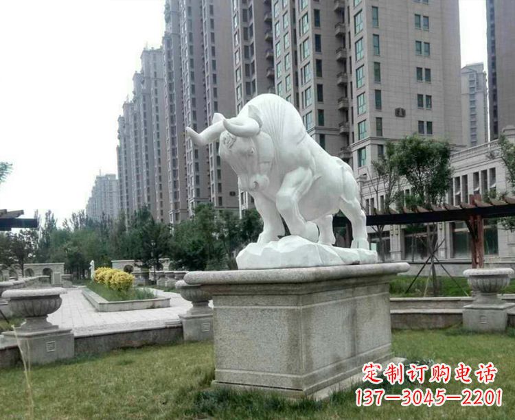 烟台汉白玉开荒牛小区园林动物石雕