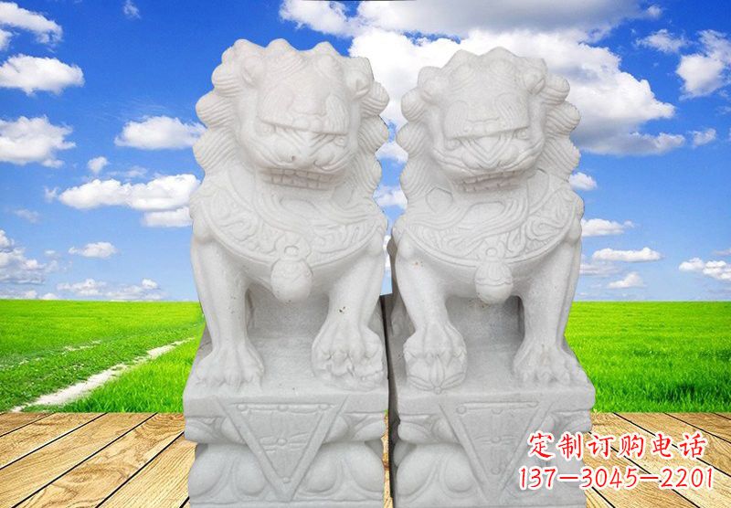 烟台汉白玉狮子雕塑表达勇士之气