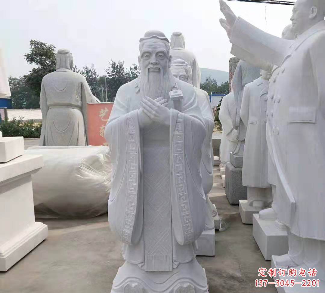 烟台精美绝伦的汉白玉孔子雕塑