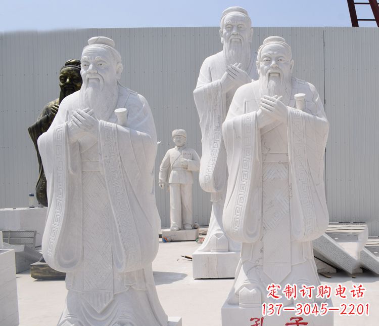 烟台汉白玉孔子校园古代名人石雕 (2)