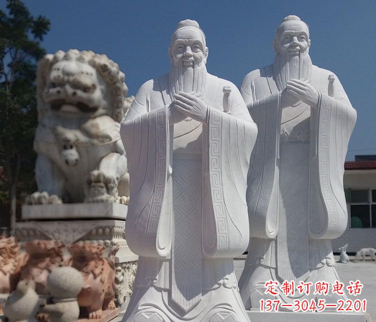 烟台以瑰丽石雕塑令孔子长存——汉白玉孔子校园古代名人石雕