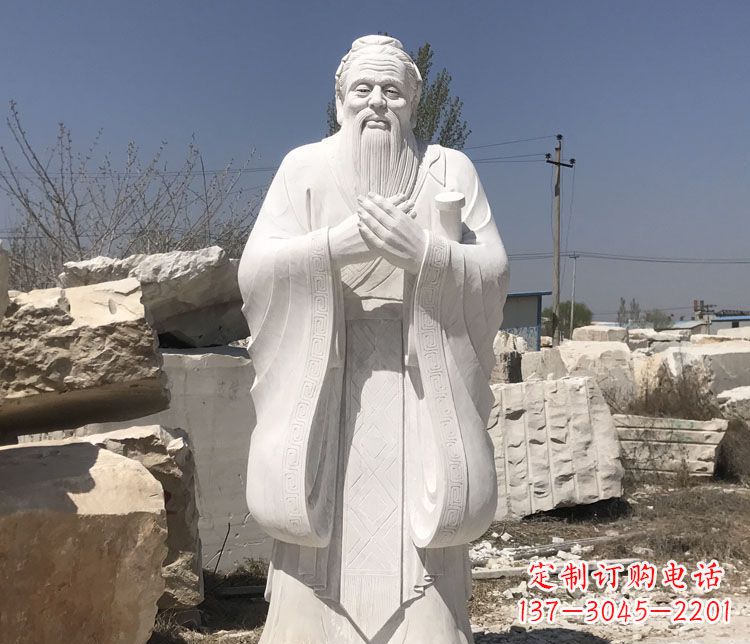 烟台汉白玉孔子行教像学校古代名人石雕