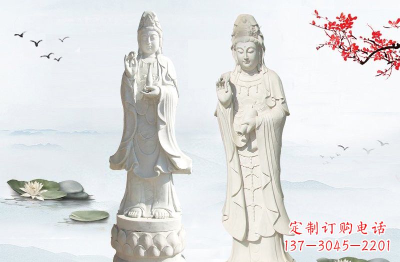 烟台象征慈悲的观音石雕
