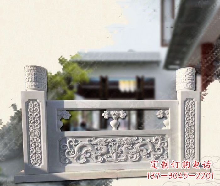烟台汉白玉龙石栏板雕塑