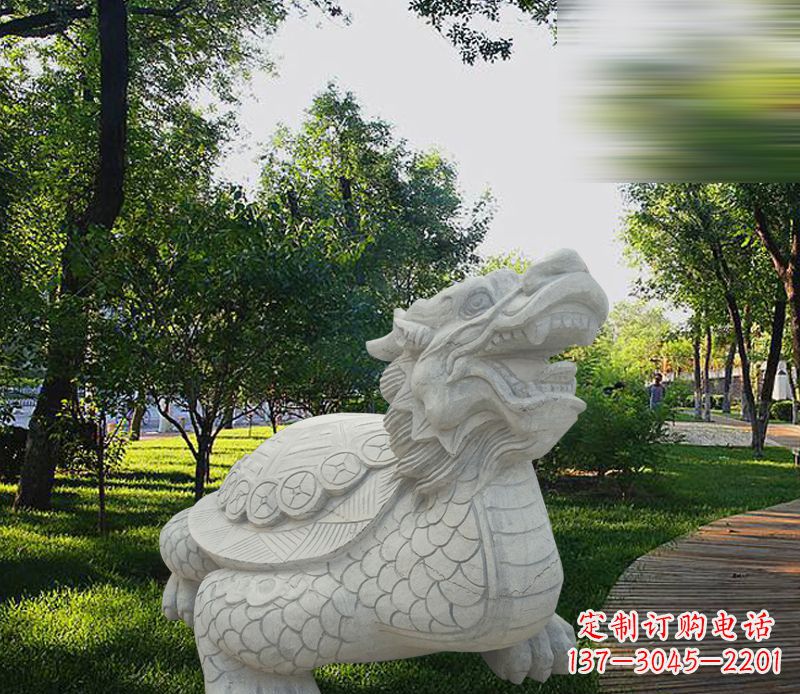 烟台中领雕塑——汉白玉龙龟石雕
