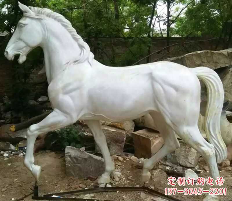 烟台汉白玉马动物石雕