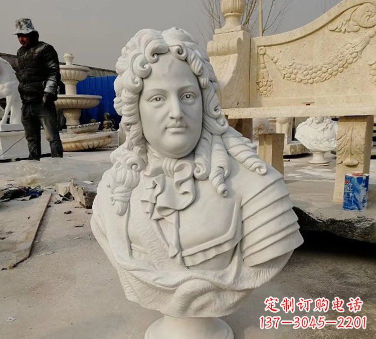 烟台汉白玉牛顿头像雕塑