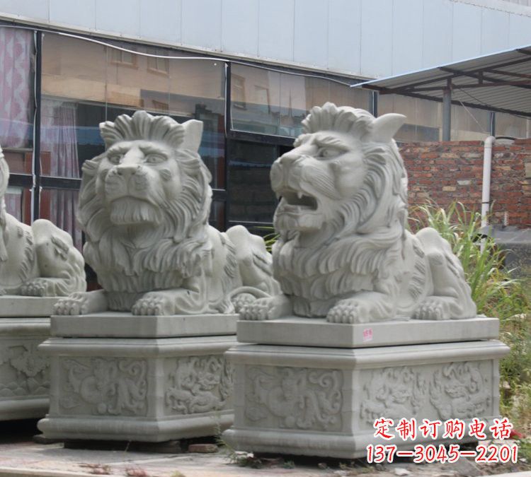 烟台汉白玉欧式狮子石雕