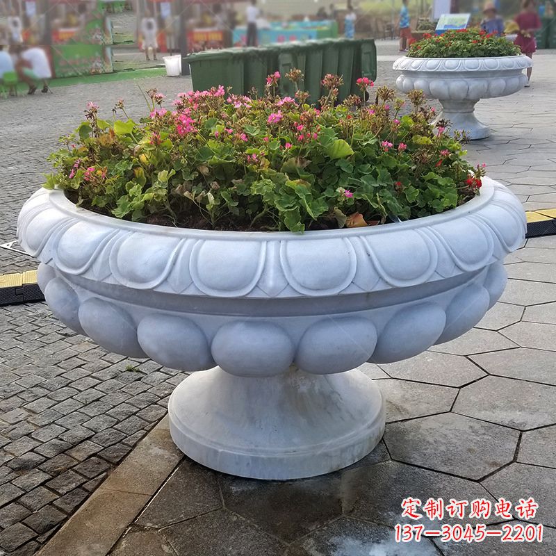 烟台汉白玉欧式石雕花盆，令您的家园更加精致