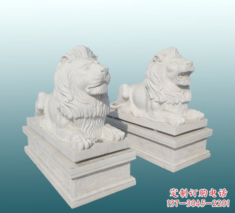 烟台汉白玉狮子雕塑,来自中领雕塑精美设计