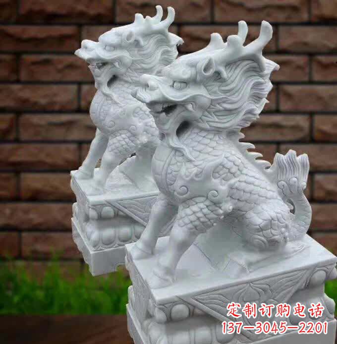 烟台汉白玉麒麟雕塑1