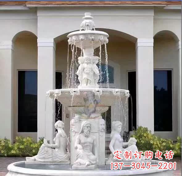烟台汉白玉精美完美的喷泉雕塑