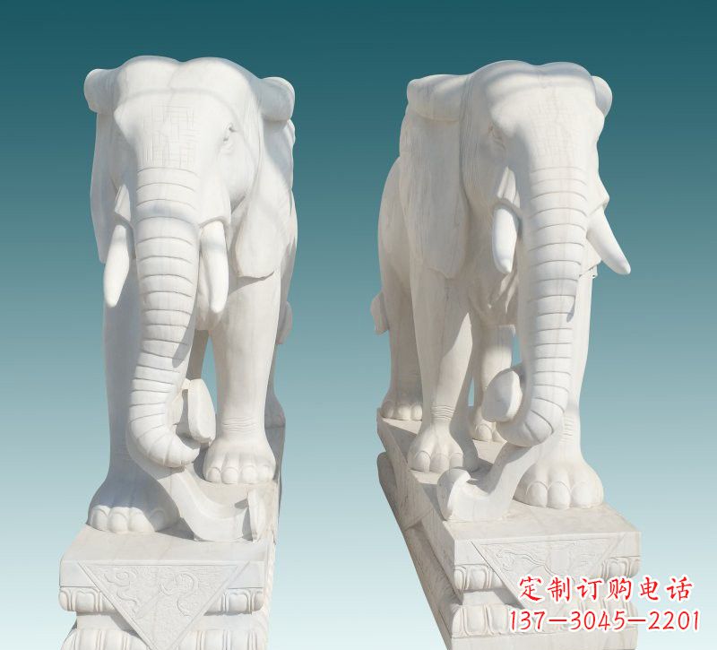 烟台昂贵的汉白玉大象雕塑,招财又招福