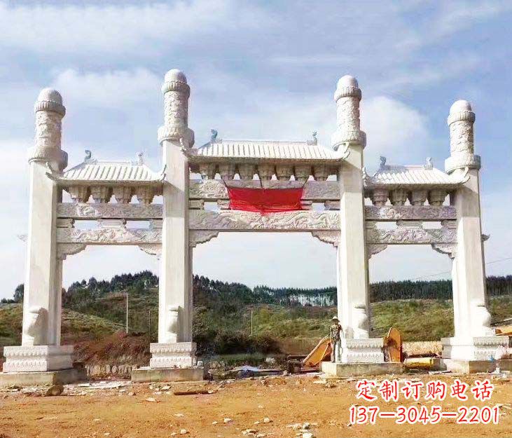 烟台精美白玉牌坊石雕,品质缔造传世绝品