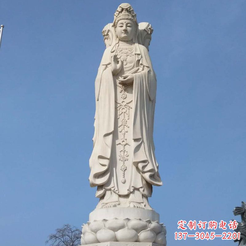 烟台中领雕塑|汉白玉观音石雕佛像