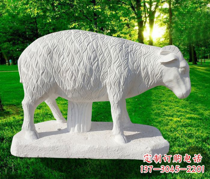 烟台汉白玉山羊公园动物石雕 (3)