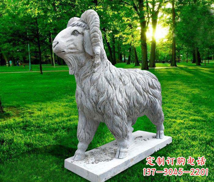 烟台汉白玉山羊公园动物石雕
