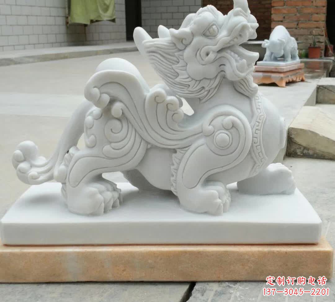 烟台汉白玉神兽貔貅雕塑