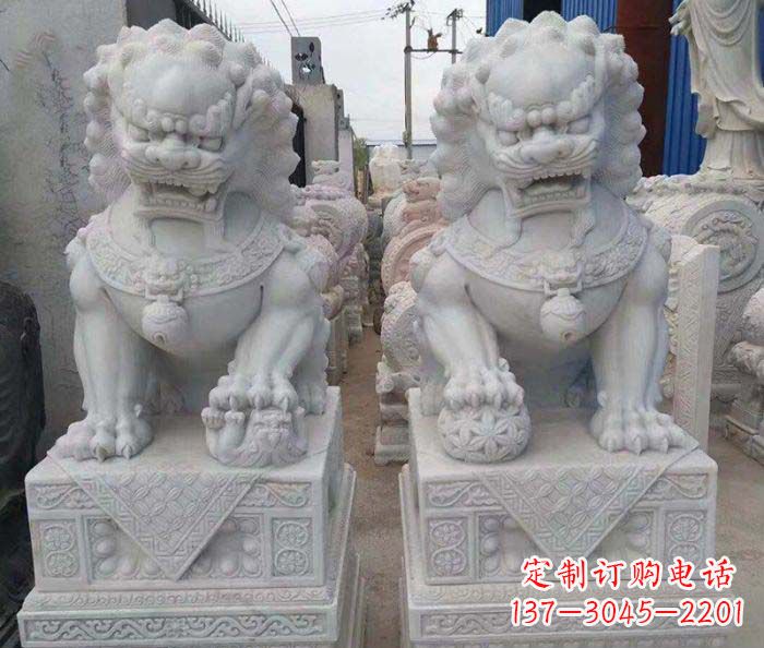烟台汉白玉狮子招财动物石雕