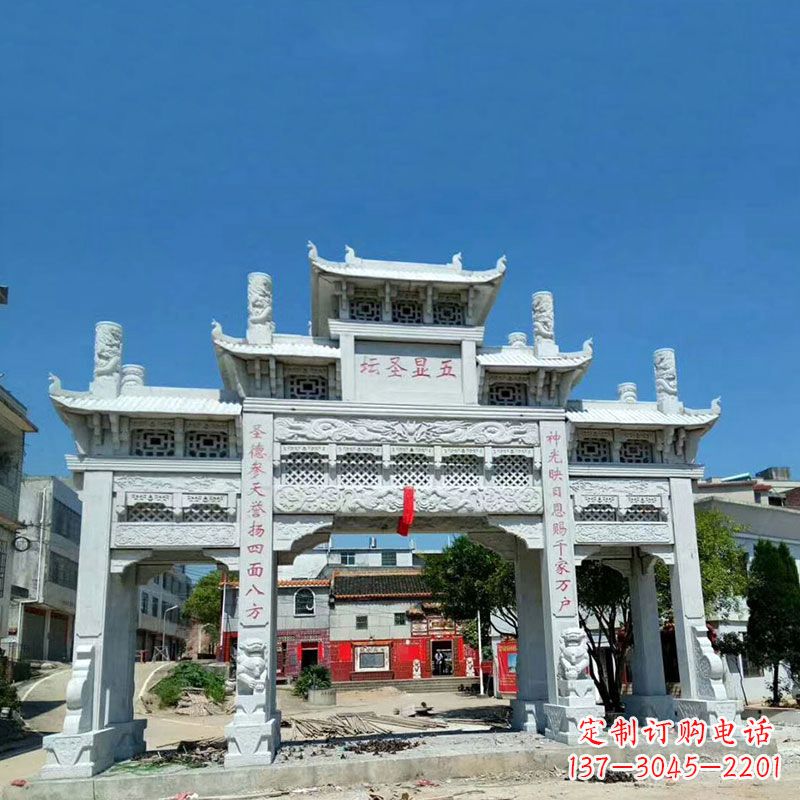 烟台全新定制石牌坊雕塑,为您的寺院注入历史文脉