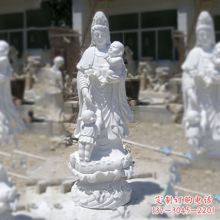 烟台汉白玉送子观音雕塑
