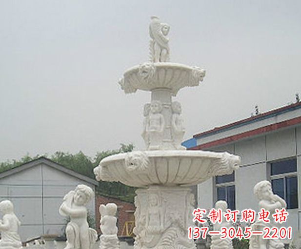 烟台汉白玉天使大型喷泉石雕