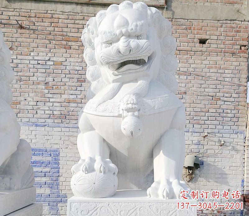 烟台汉白玉庭院狮子门墩