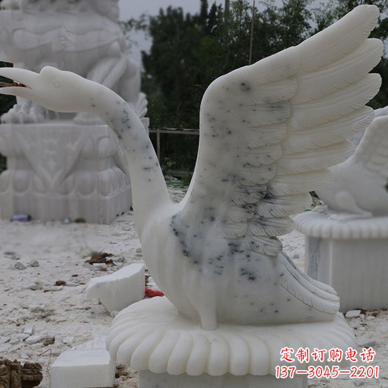 烟台汉白玉天鹅石雕,精美绝伦,令人叹为观止