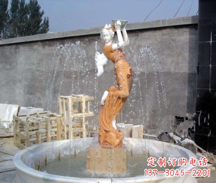 烟台汉白玉西方人物公园石雕喷泉