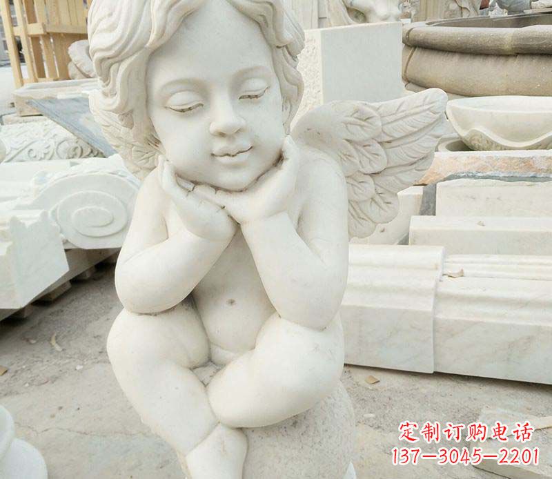 烟台汉白玉小天使西方儿童石雕