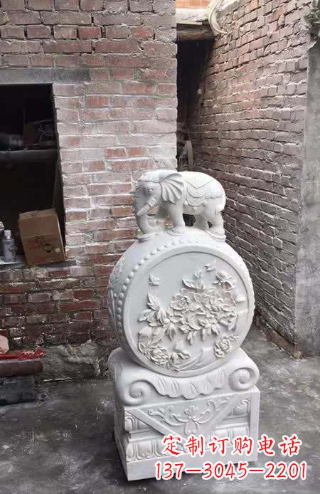 烟台汉白玉小象抱鼓石