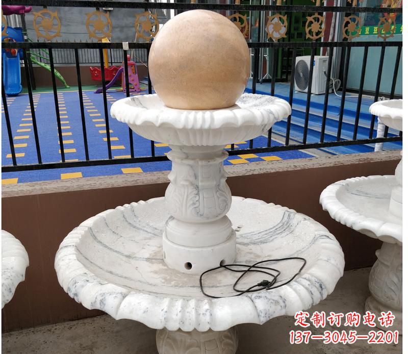 烟台高贵典雅的汉白玉风水球雕塑
