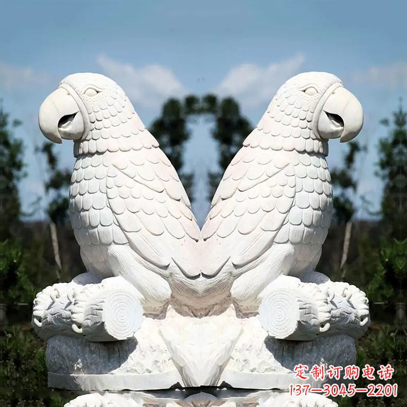 烟台汉白玉鹦鹉石雕