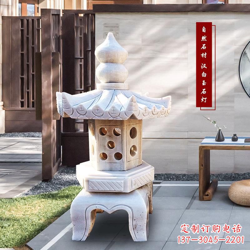 烟台中领雕塑-经典经典汉白玉灯笼园林雕塑