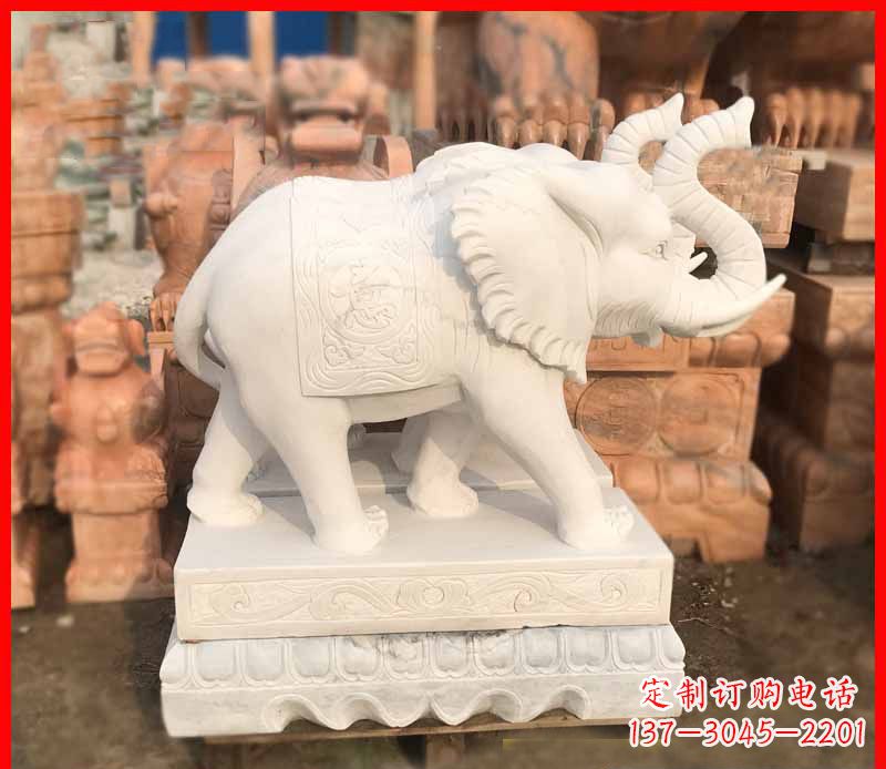 烟台汉白玉招财大象雕塑