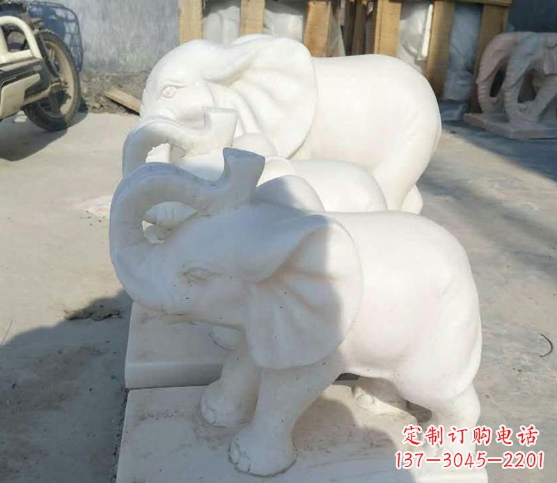 烟台汉白玉招财小象雕塑
