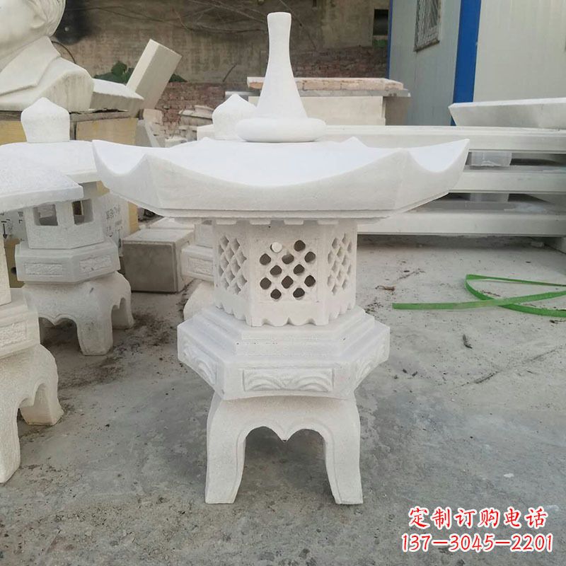 烟台汉白玉中式石雕灯笼