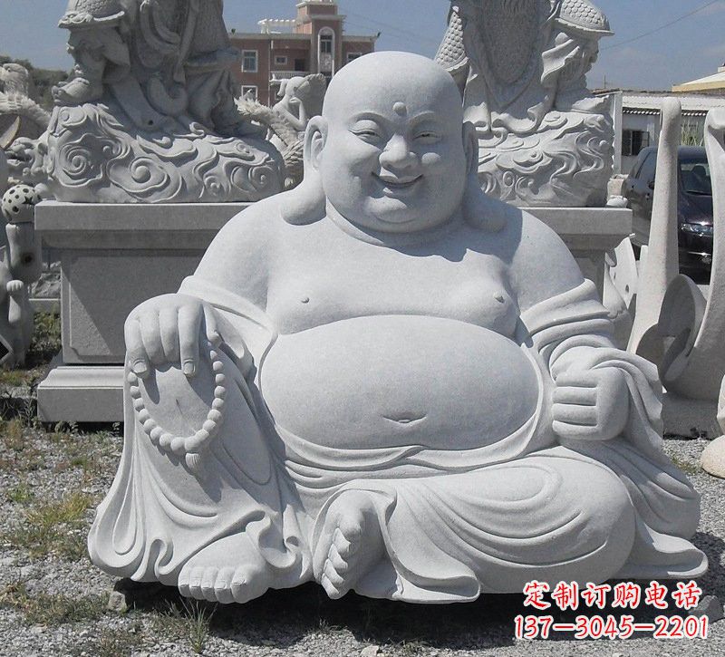 烟台精美高雅的汉白玉弥勒佛雕像