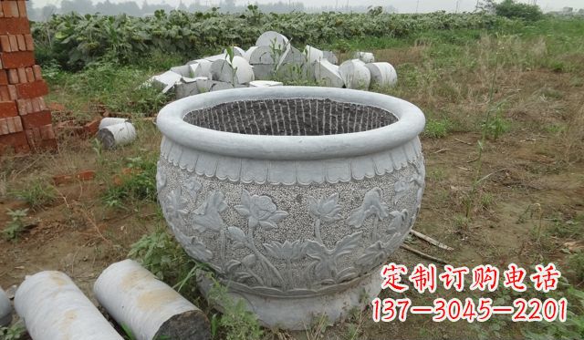 烟台荷花花盆公园景观石雕