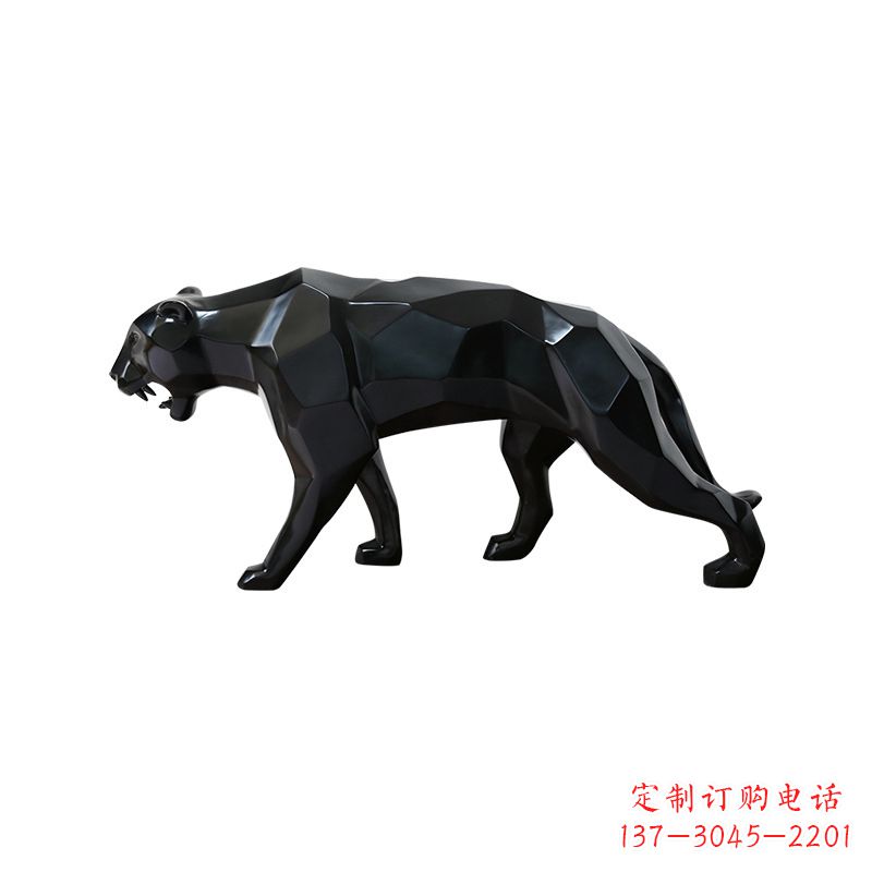 烟台黑色魅力,豹子玻璃钢雕塑