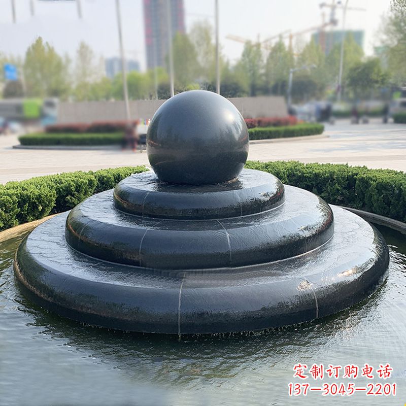 烟台黑曜石风水球：精美雕塑装点繁华都市