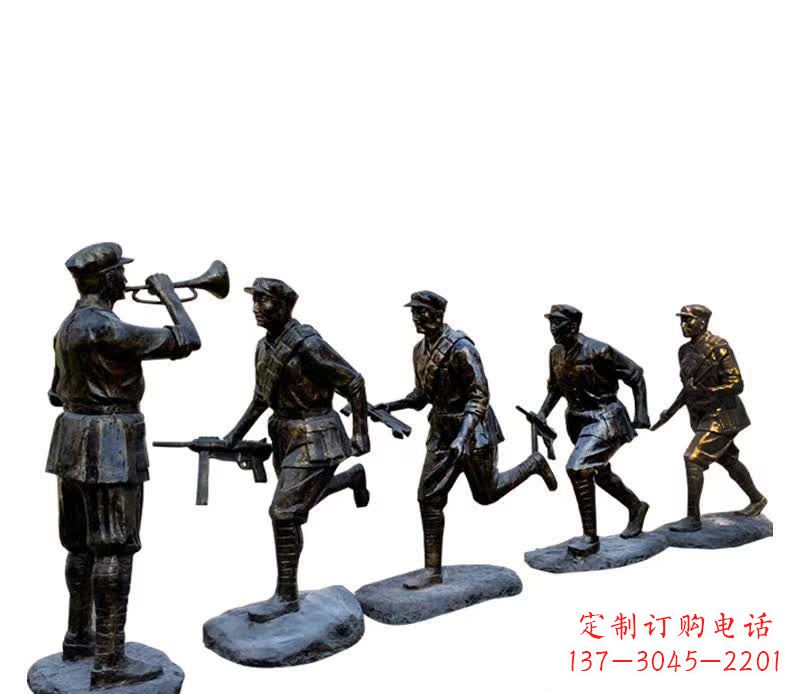 烟台红色文化主题红军铜雕塑