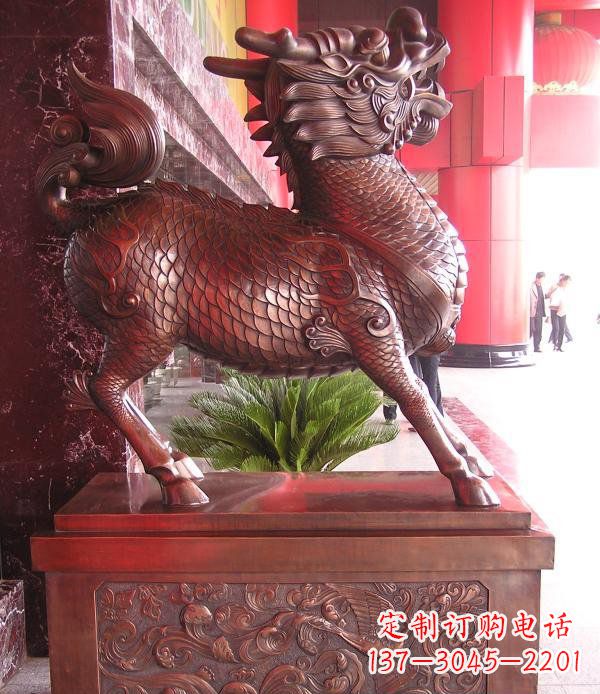 烟台红铜麒麟神兽铜雕