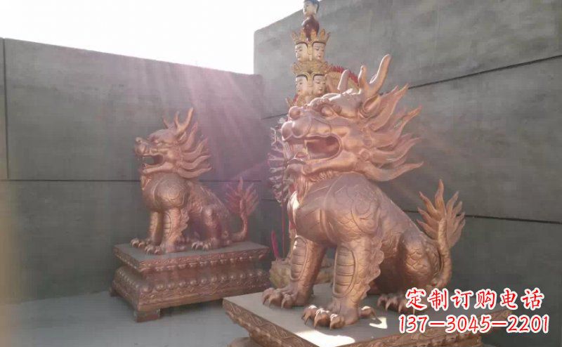 烟台红铜麒麟古代神兽铜雕