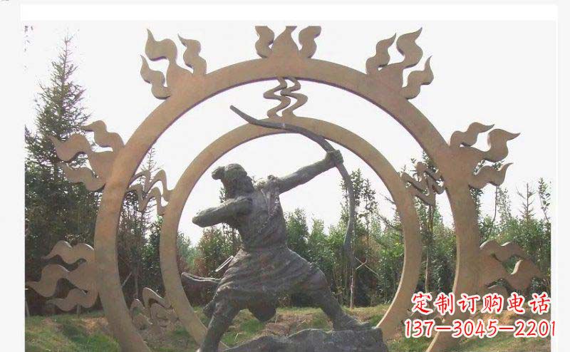 烟台后羿射日玻璃钢仿铜人物雕塑