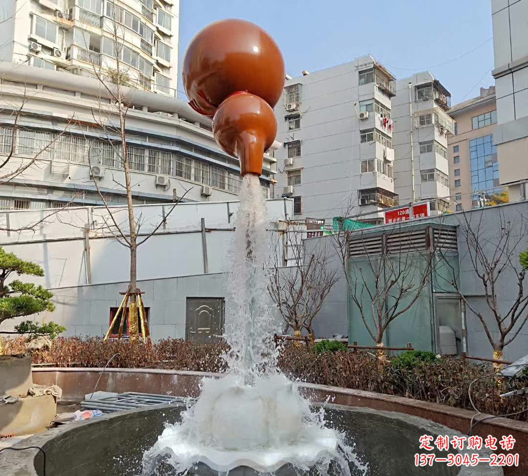 烟台葫芦广场喷泉雕塑,精致唯美