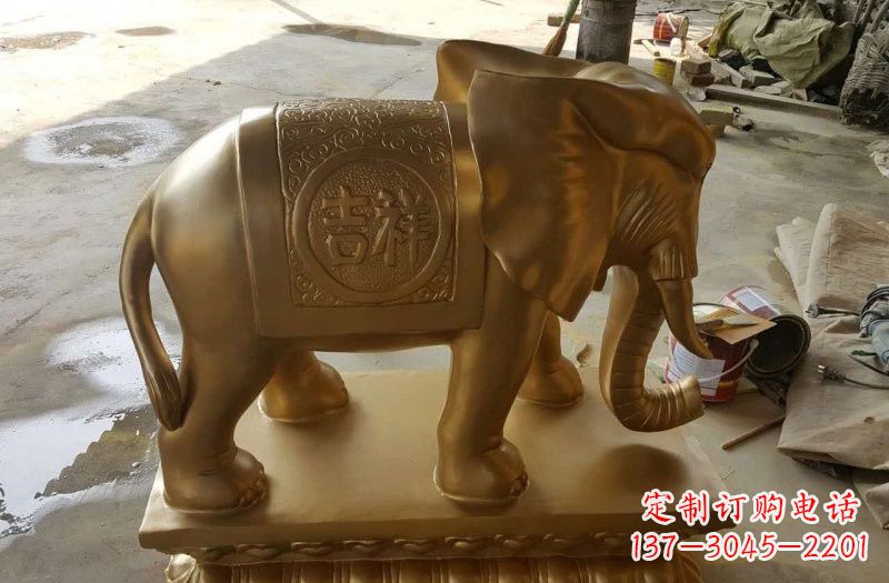 烟台湖南玻璃钢仿铜大象案例