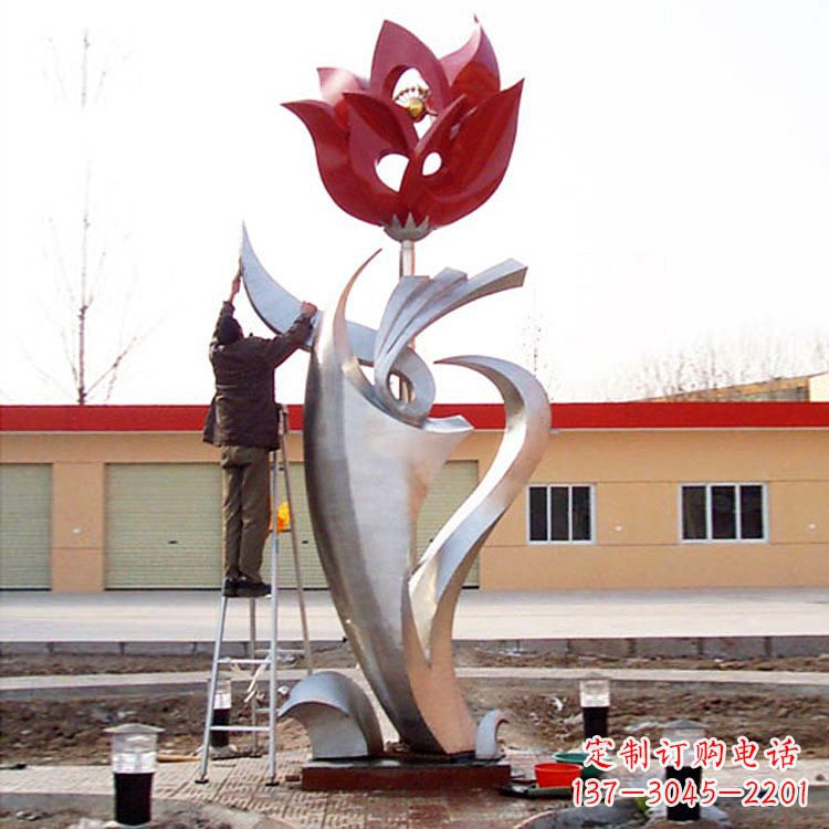 烟台高端定制玫瑰花不锈钢大型雕塑