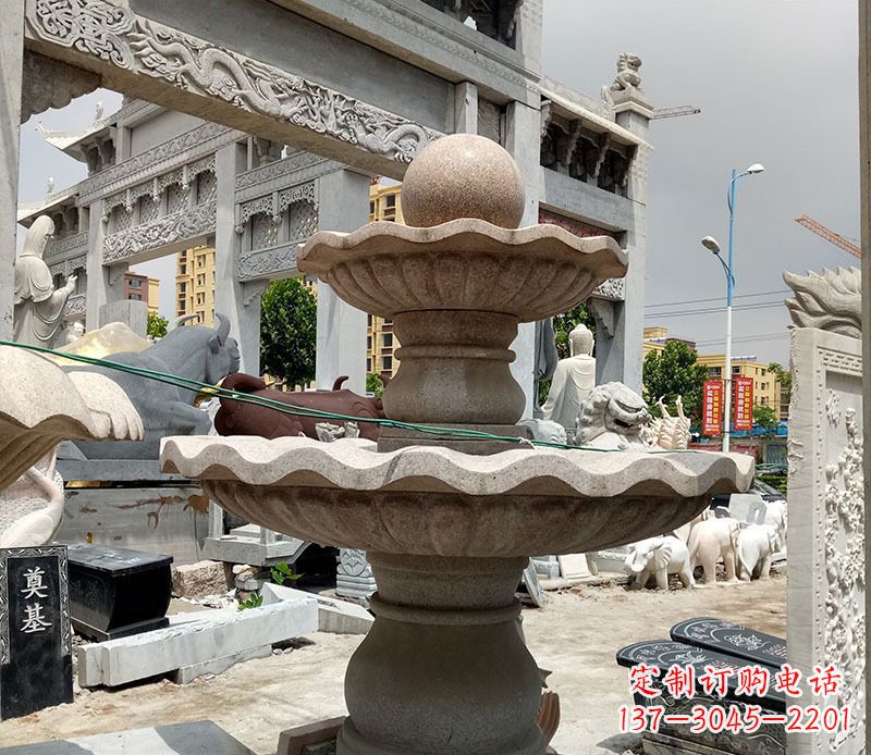 烟台户外多层喷泉石雕 (4)